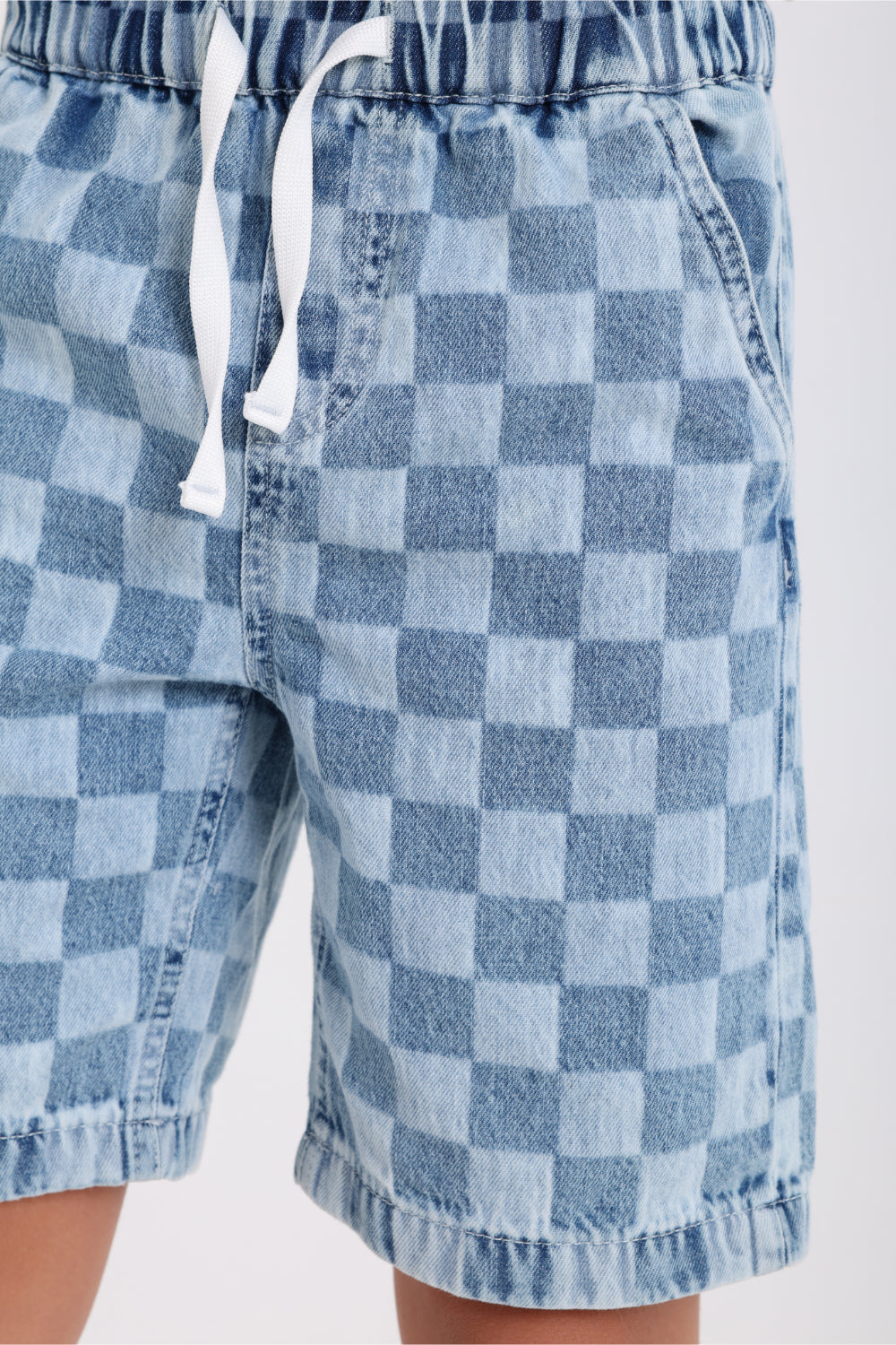 boys checkered denim shorts