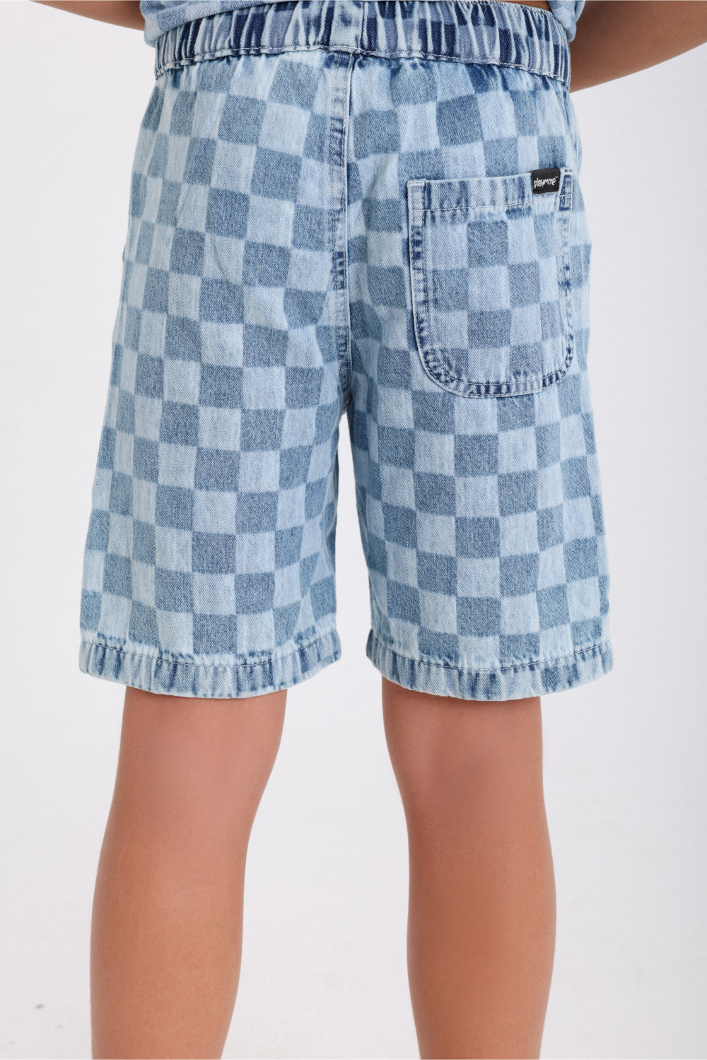 boys checkered denim shorts
