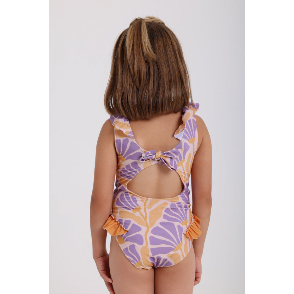 baby girls one-piece swimsuit printed orange & purple