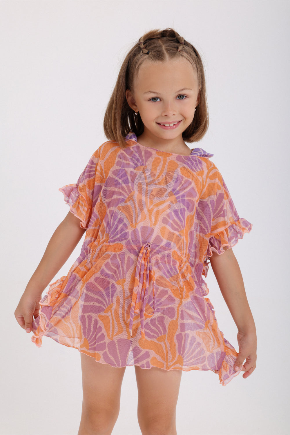Girls Tulle Swimwear – Salmon Printed