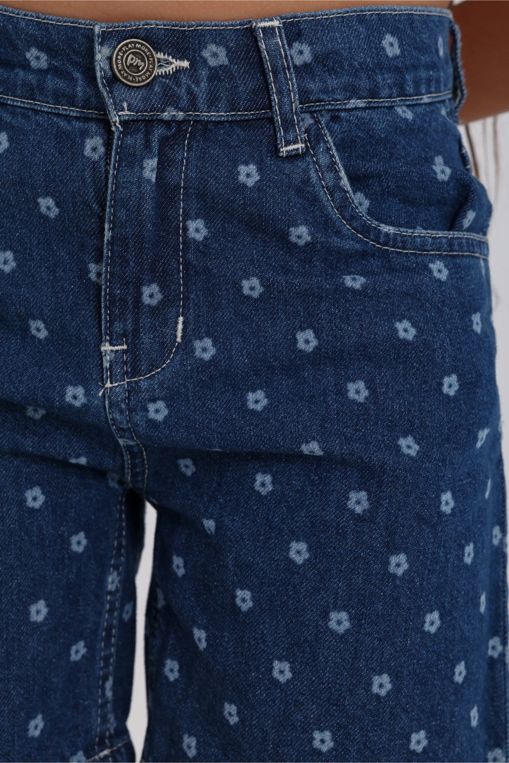 girls denim short – floral print