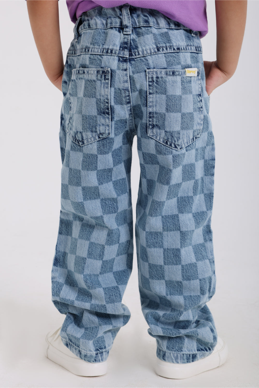 baby girls checkered denim pants