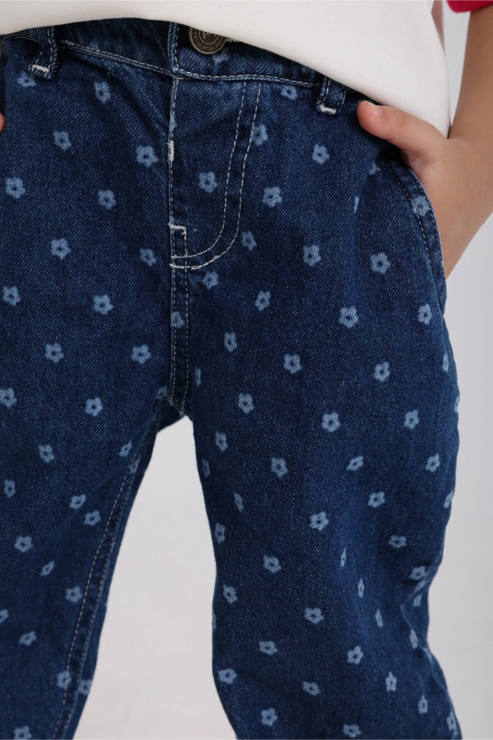 baby girls denim pants – floral print