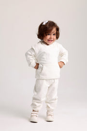 unisex cotton 2-piece outfit set – off-white with smiley faces