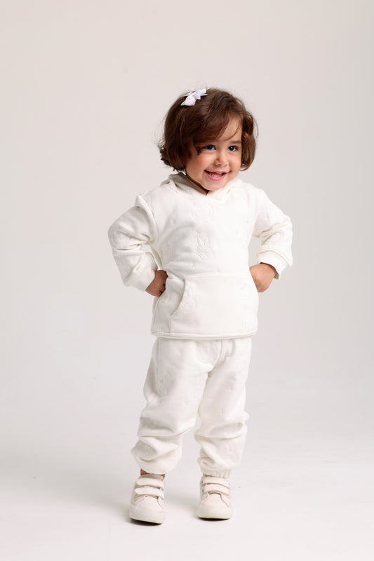 unisex cotton 2-piece outfit set – off-white with smiley faces