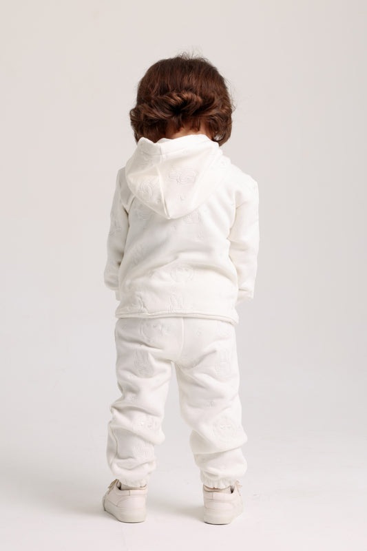 unisex cotton 2-piece outfit set – off-white with smiley faces