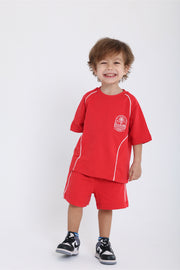 unisex baby red "summer" cotton outfit set