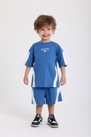 unisex baby blue cotton 2-piece outfit set – "playing outdoors"