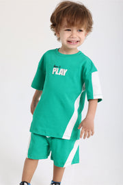 unisex baby green "born to play" cotton outfit set