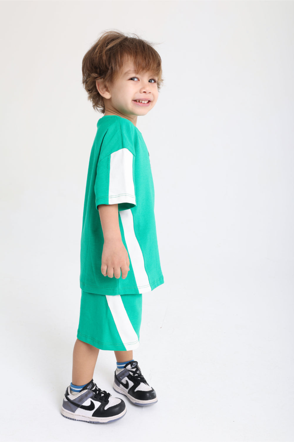 unisex baby green "born to play" cotton outfit set