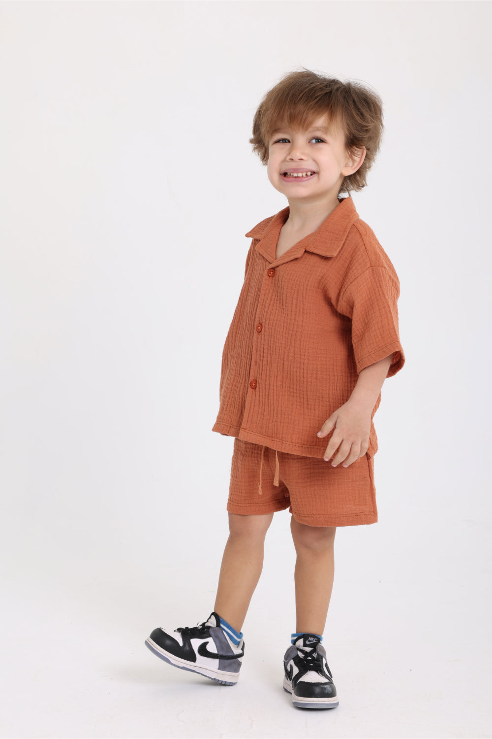 unisex baby cotton outfit set – brick