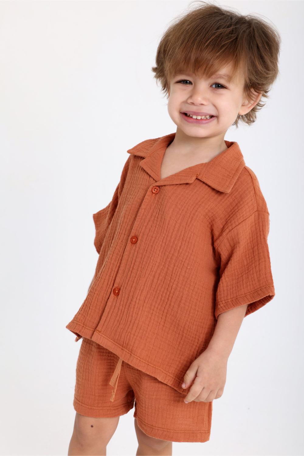 unisex baby cotton outfit set – brick