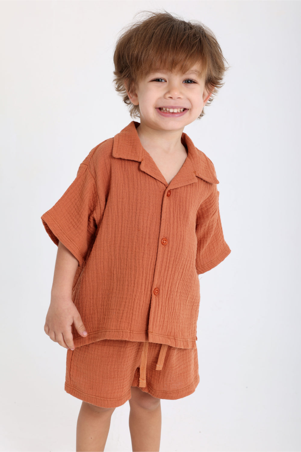 unisex baby cotton outfit set – brick