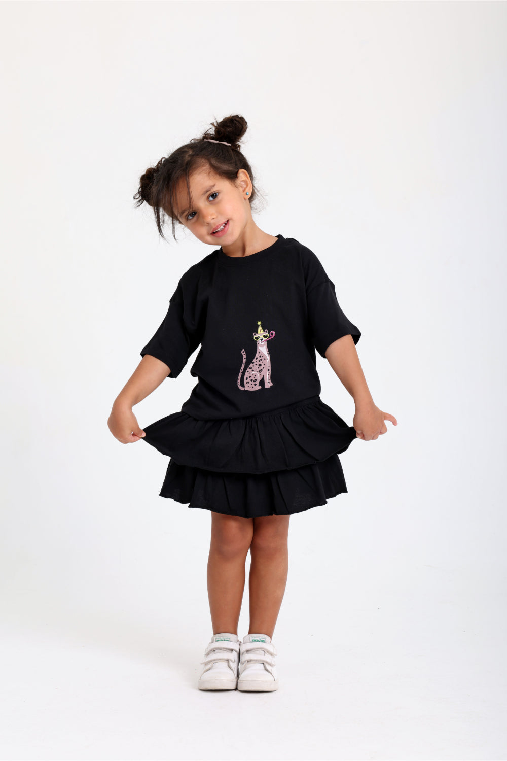 baby girls cotton 2-piece outfit set – black