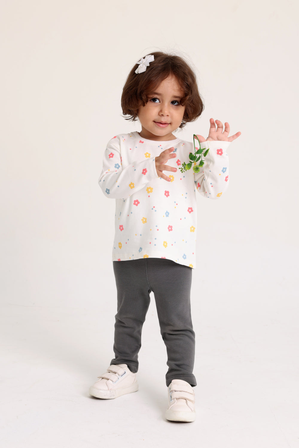 baby girls cotton t-shirt offwhite with flowers print