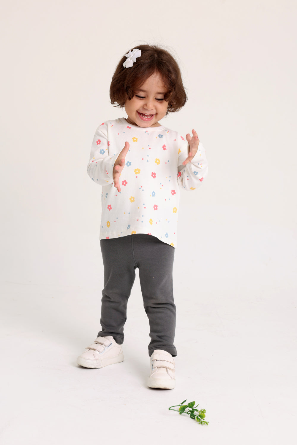 baby girls cotton t-shirt offwhite with flowers print