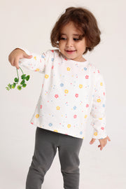 baby girls cotton t-shirt offwhite with flowers print
