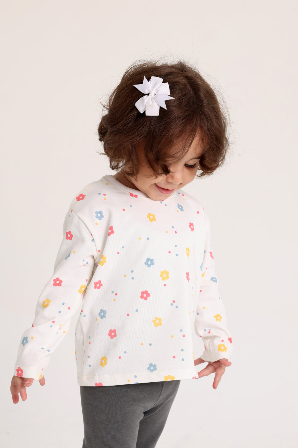 baby girls cotton t-shirt offwhite with flowers print