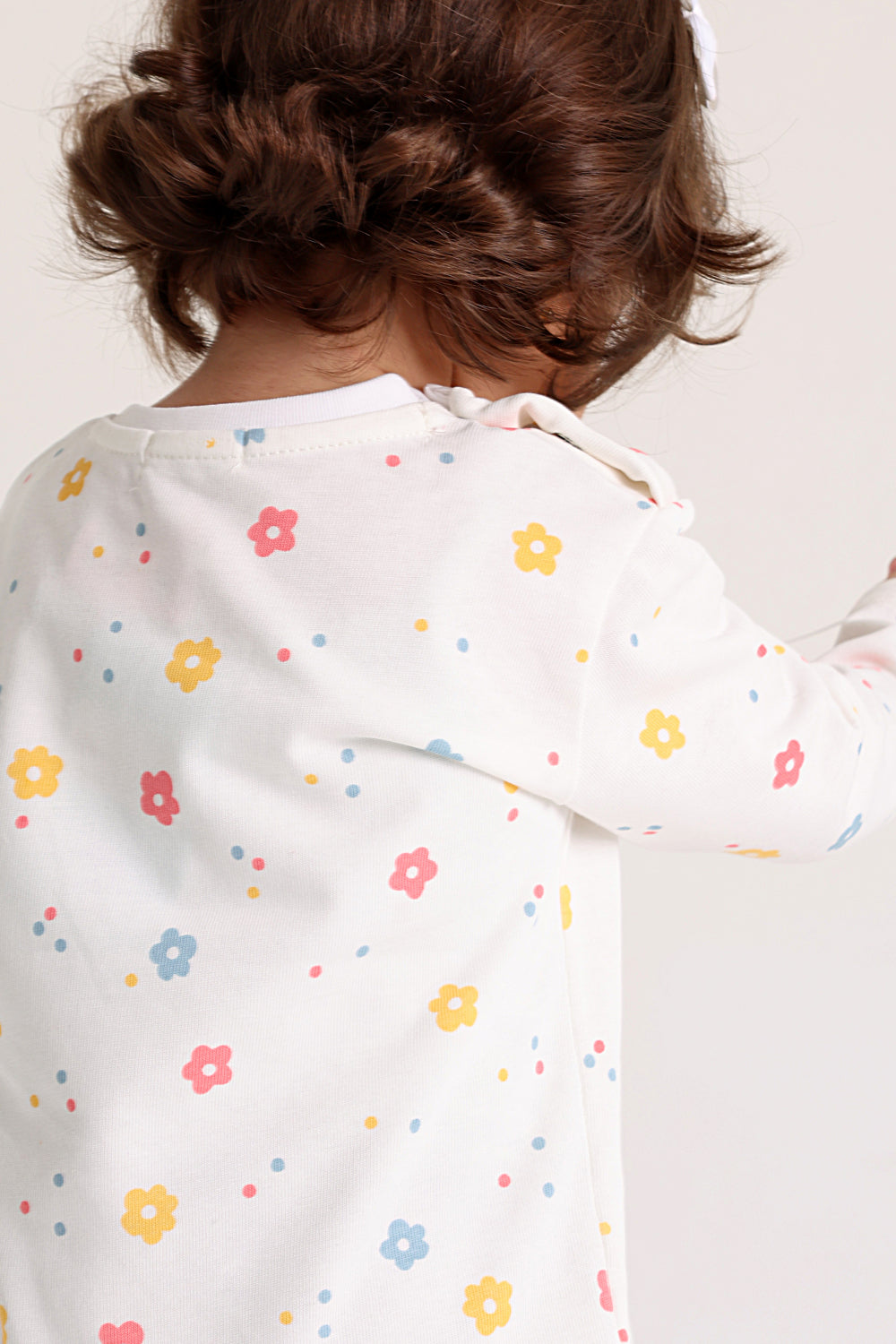 baby girls cotton t-shirt offwhite with flowers print