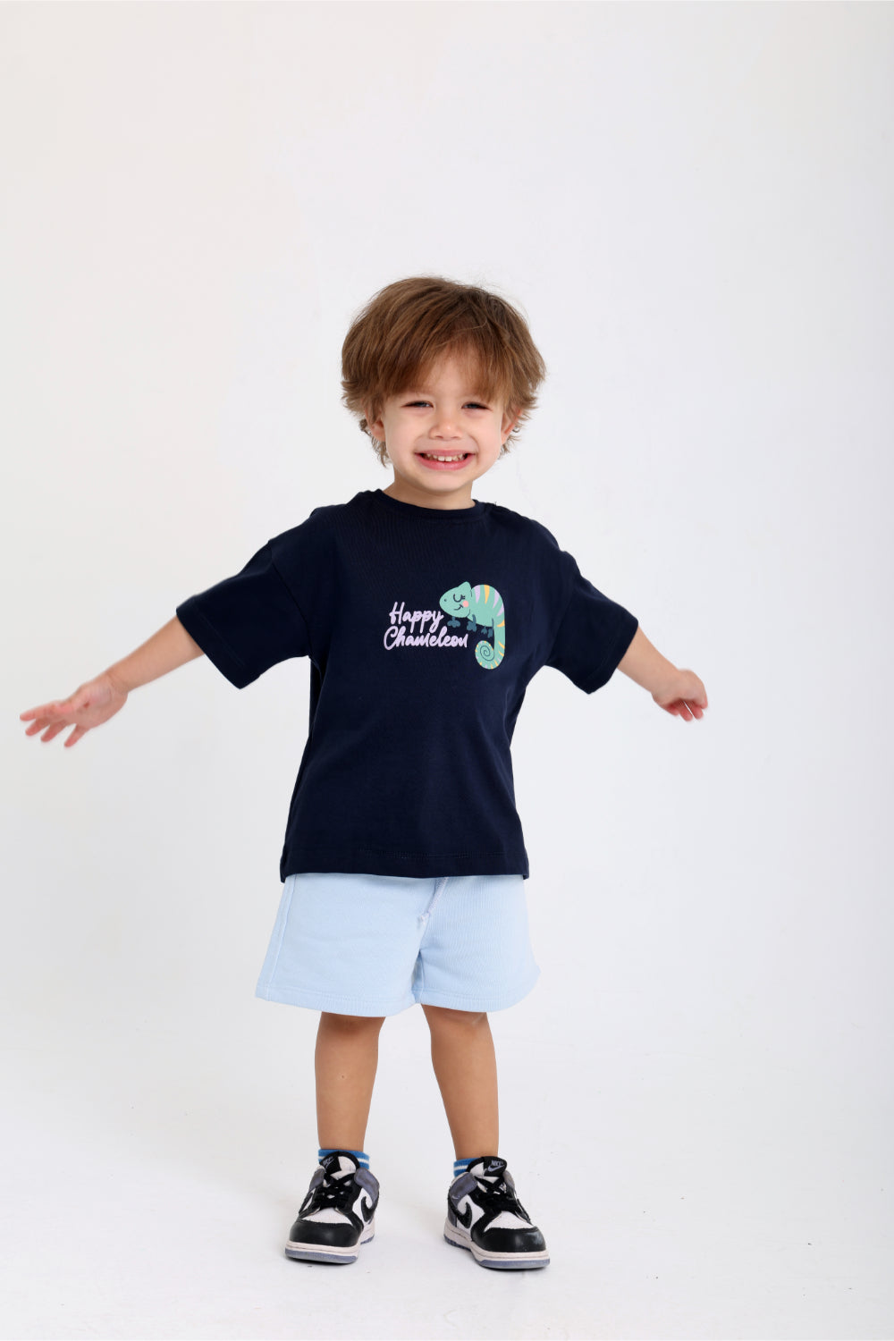 unisex baby navy "happy chameleon" cotton t-shirt