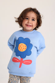 baby girls cotton 2-piece outfit set – baby blue with flower design