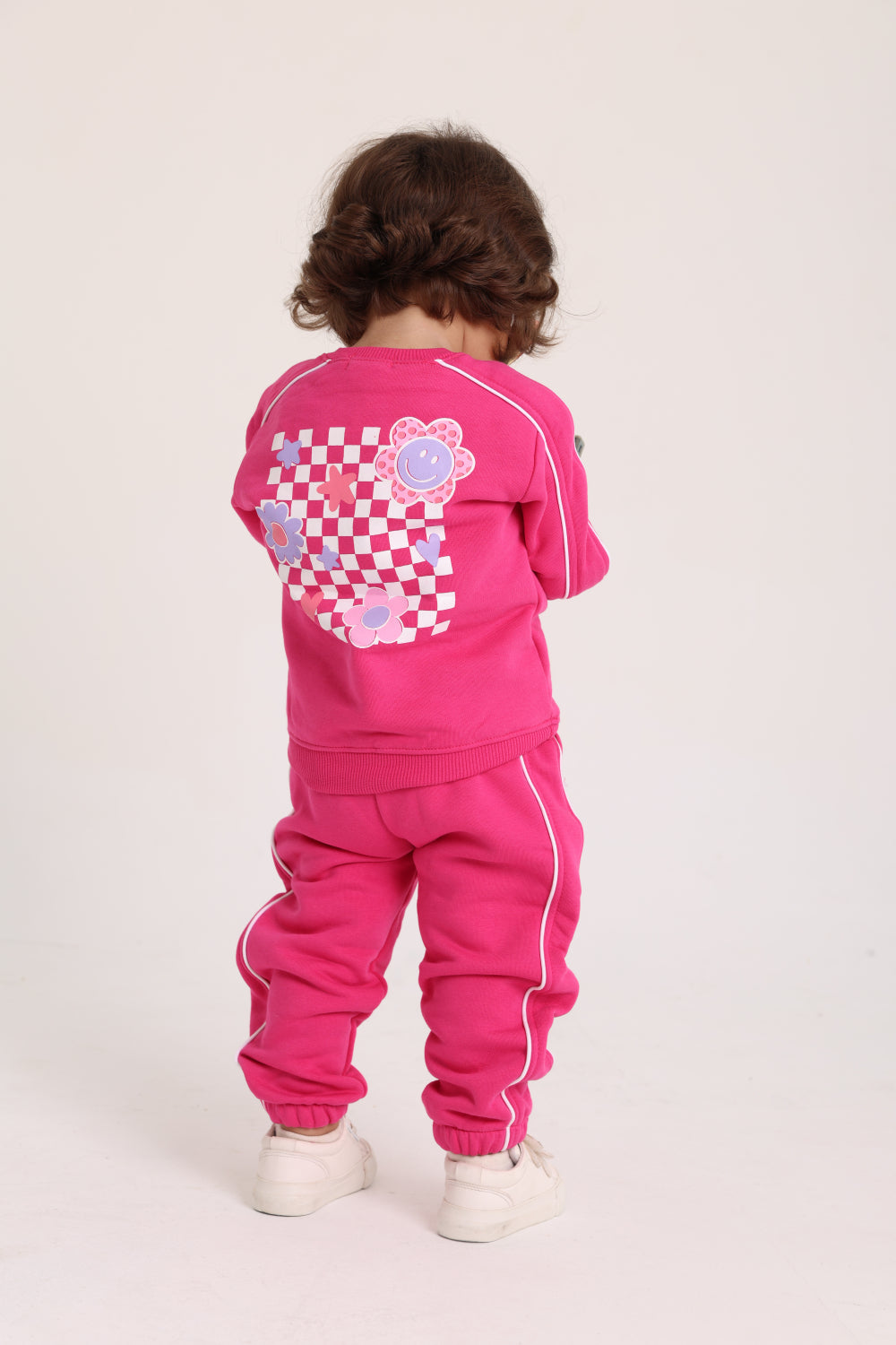 baby girls cotton sweatshirt – fuchsia with flowers print