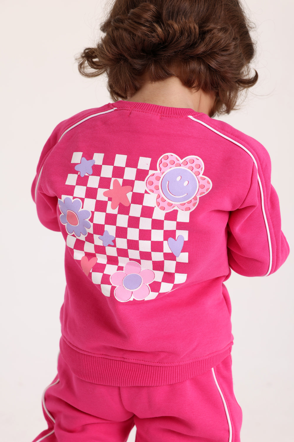 baby girls cotton sweatshirt – fuchsia with flowers print
