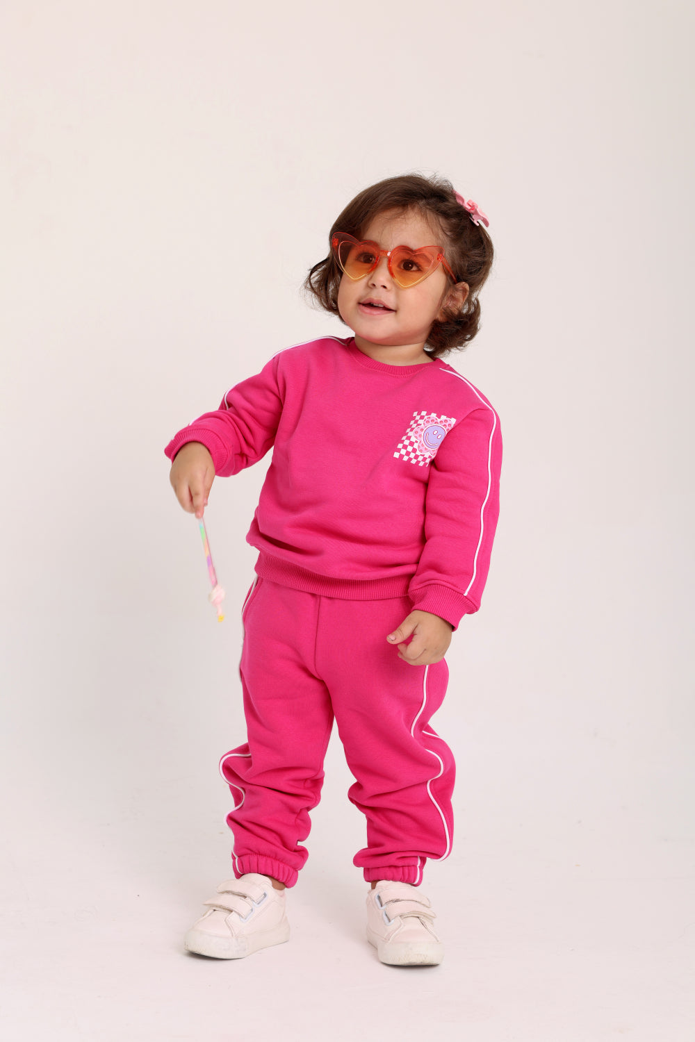 baby girls cotton sweatshirt – fuchsia with flowers print