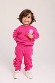 baby girls cotton sweatshirt – fuchsia with flowers print