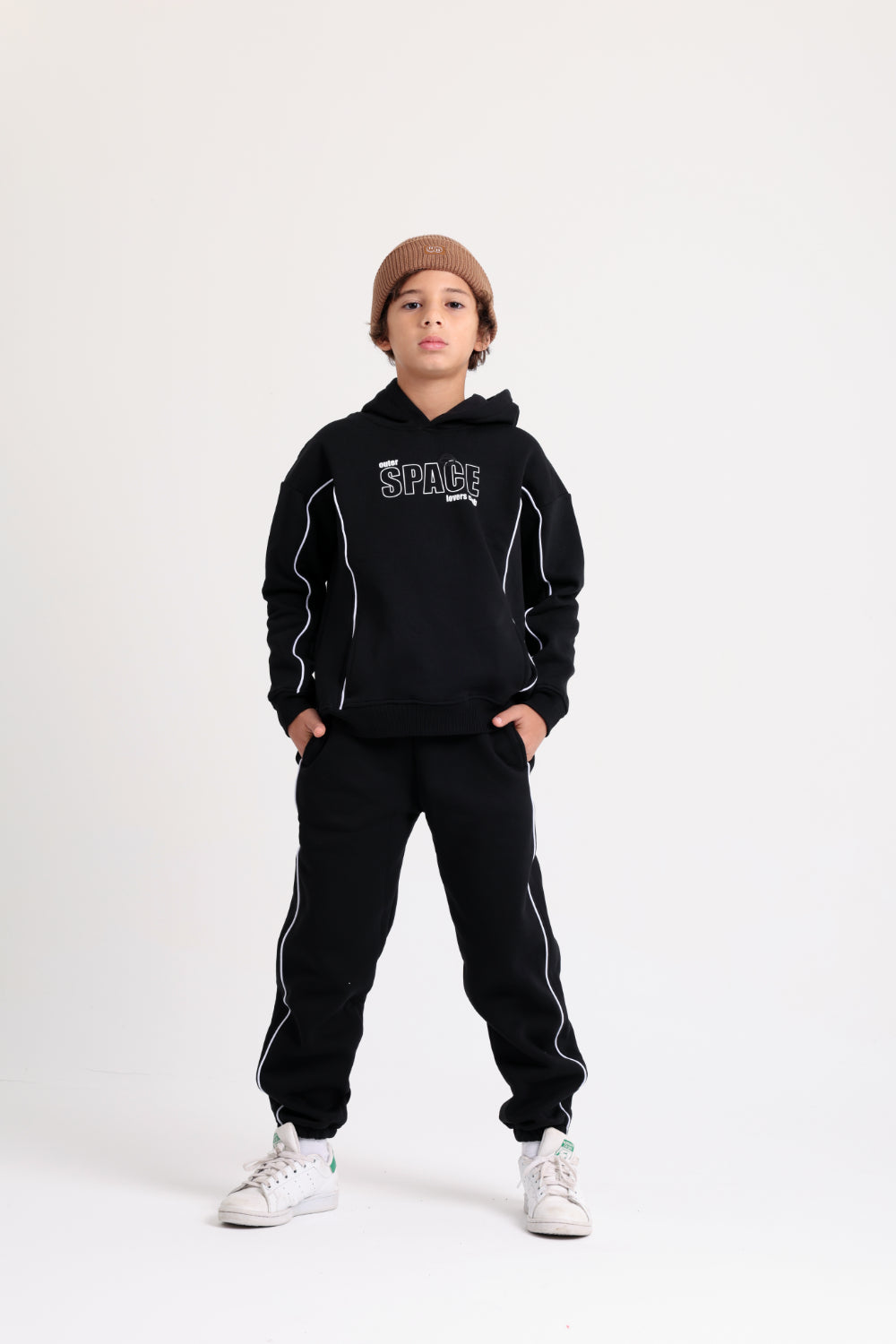 boys cotton sweatpants – black