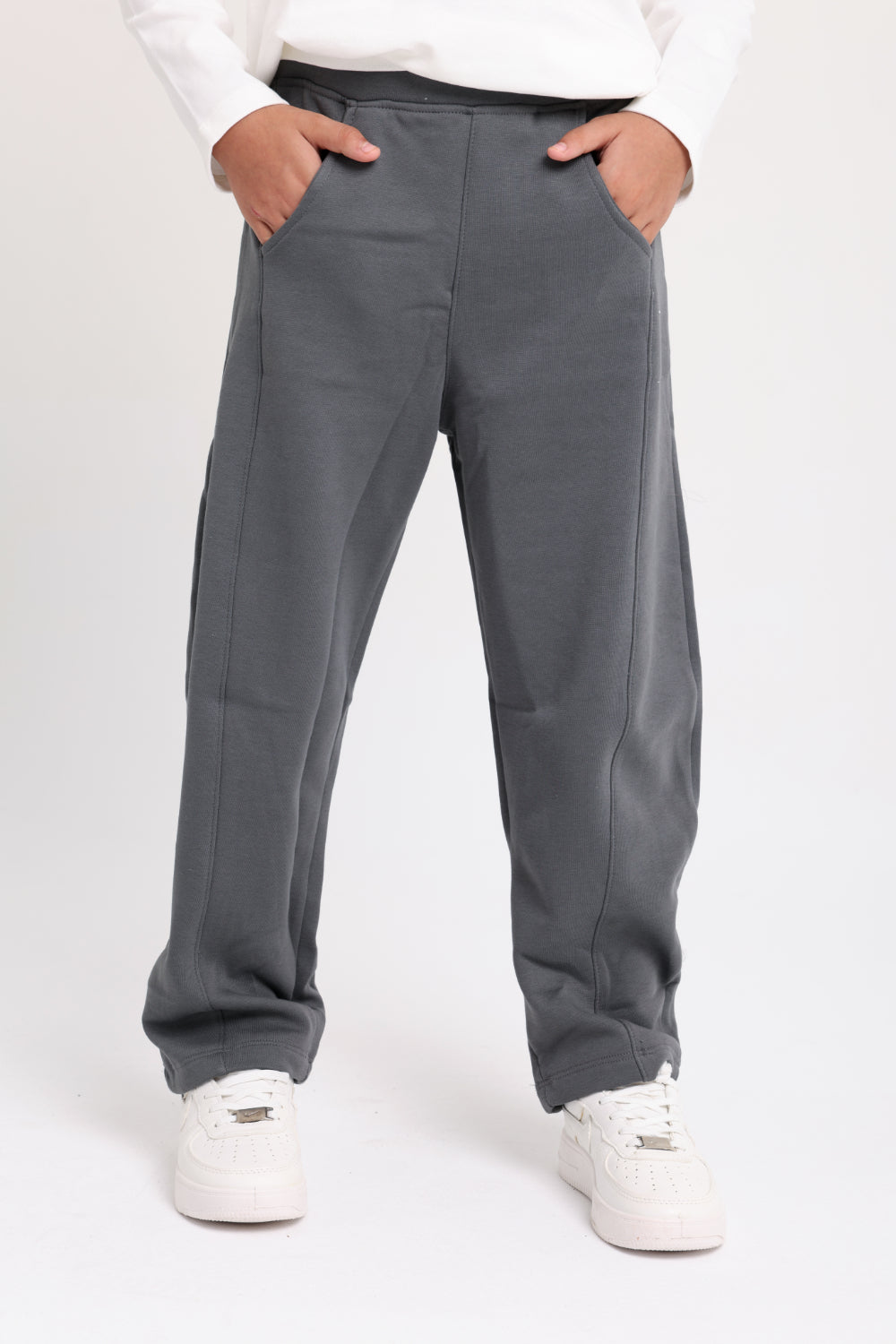 girls barrel fit pants – dark grey