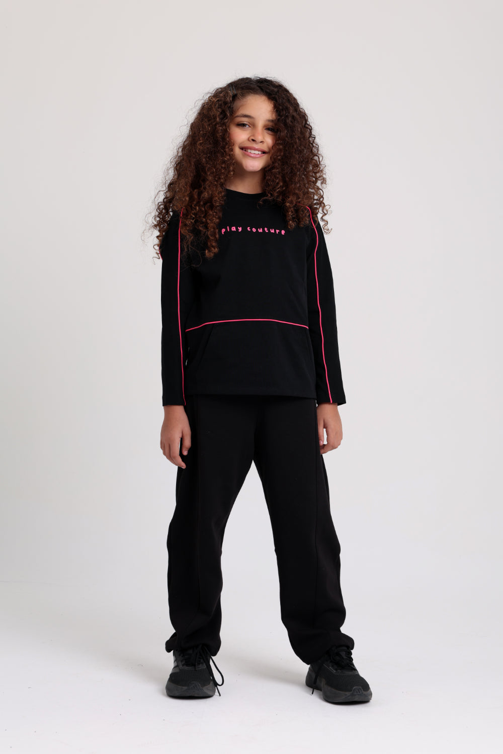 girls barrel fit pants – black