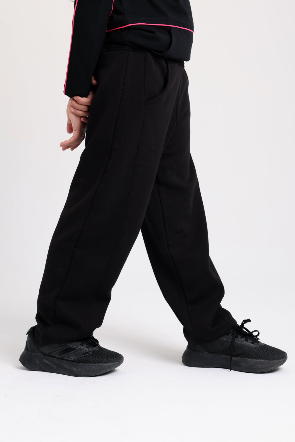 girls barrel fit pants – black