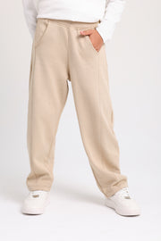 girls barrel fit pants – beige
