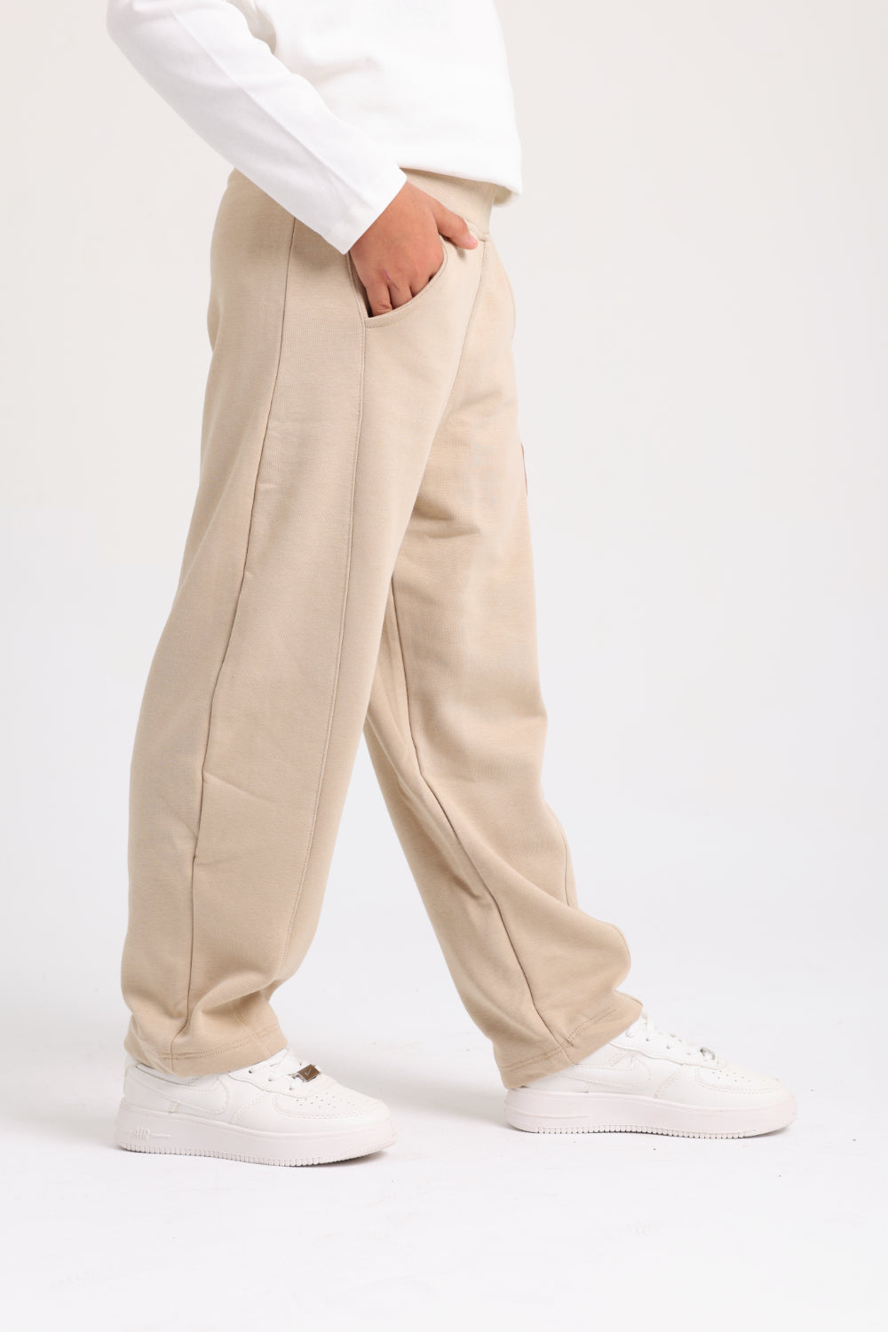 girls barrel fit pants – beige
