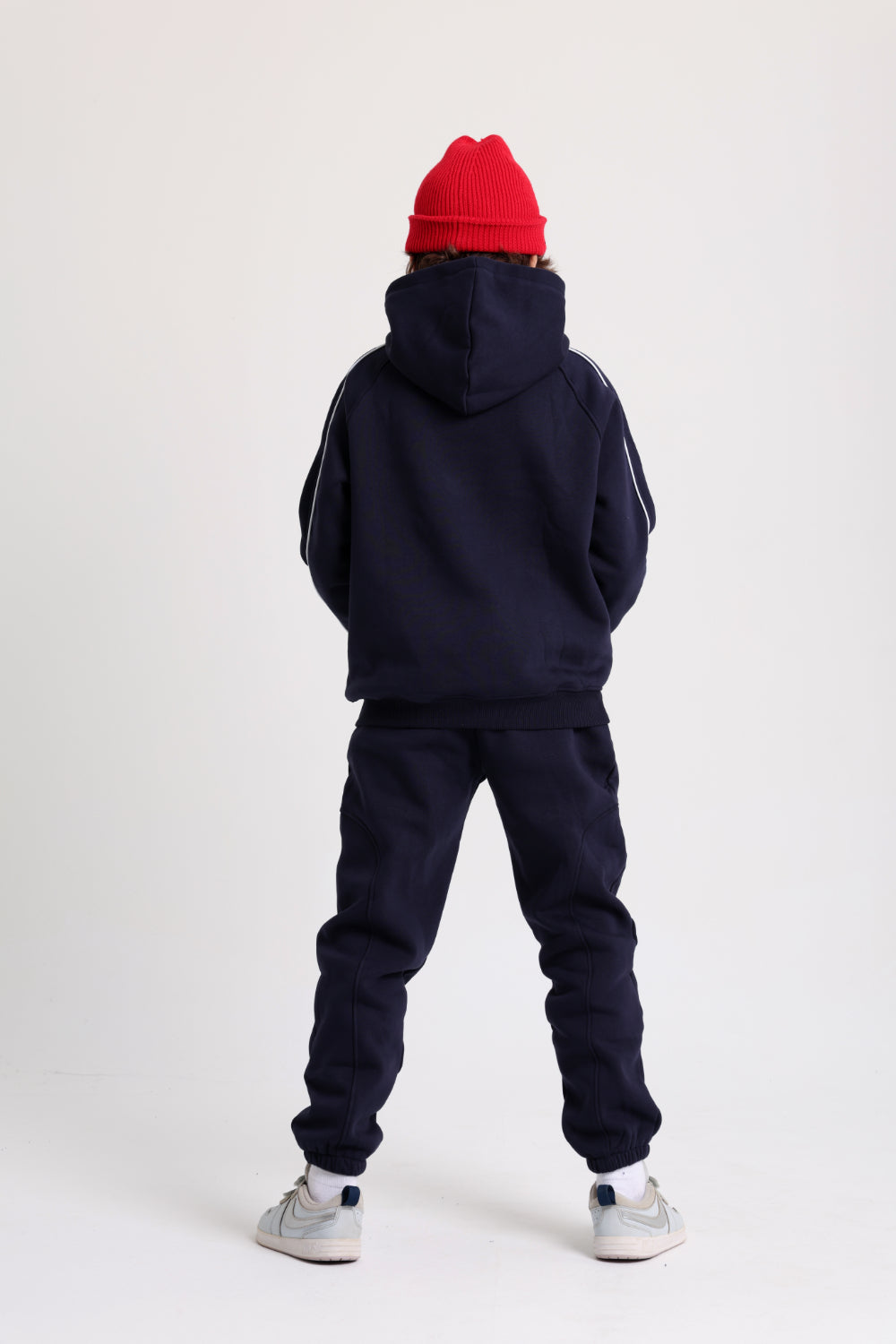 boys cotton sweatpants – navy with "unlimited play presented by unlimited fun dept" print