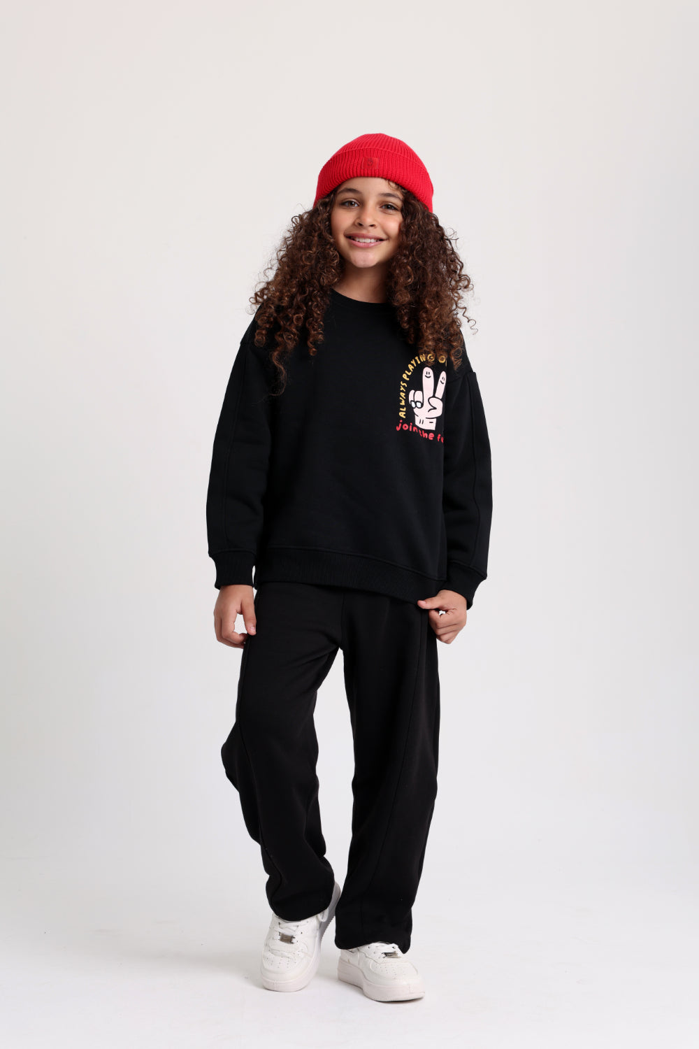 unisex cotton sweatshirt – black with "join the fun" design