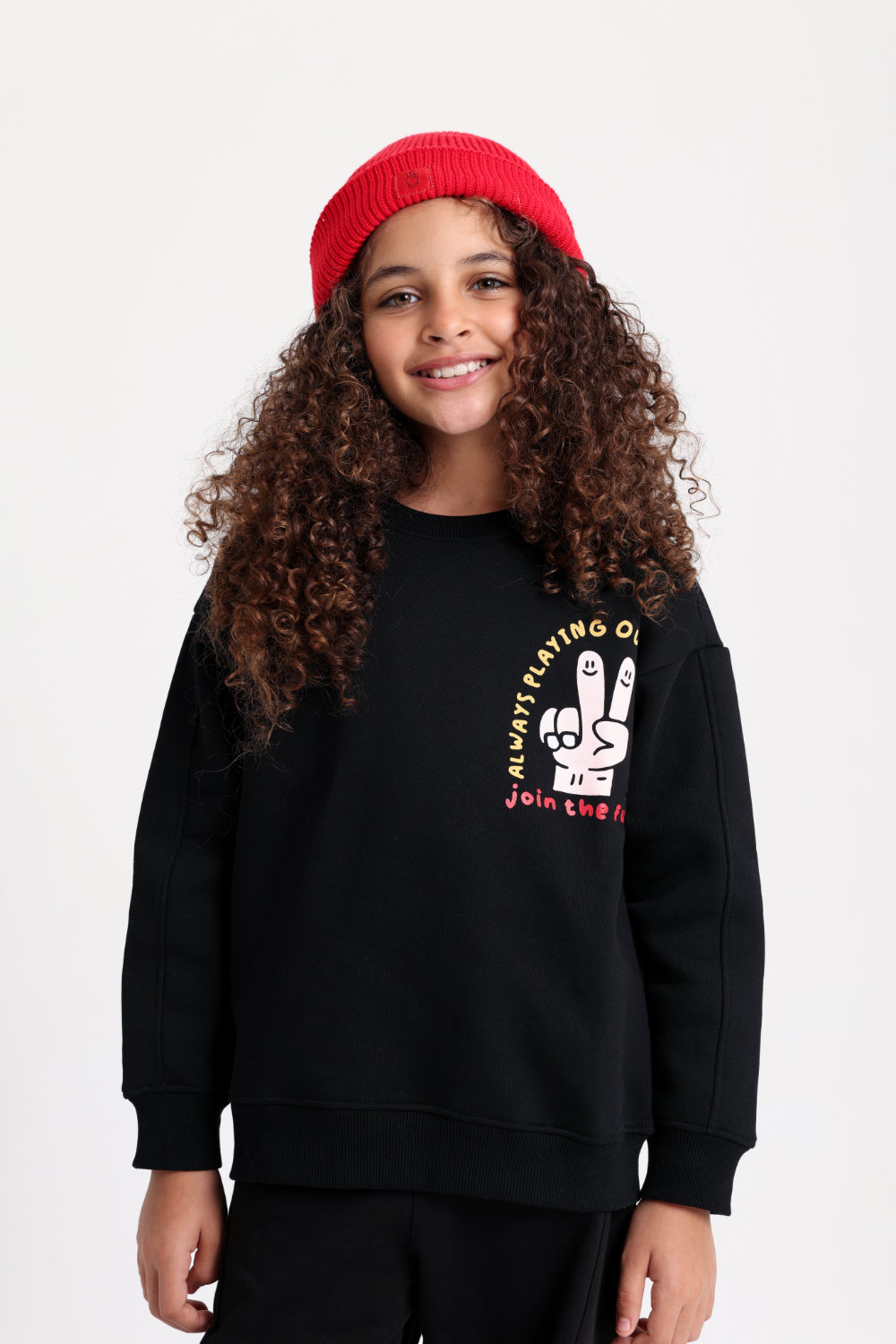 unisex cotton sweatshirt – black with "join the fun" design