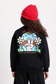 unisex cotton sweatshirt – black with "join the fun" design