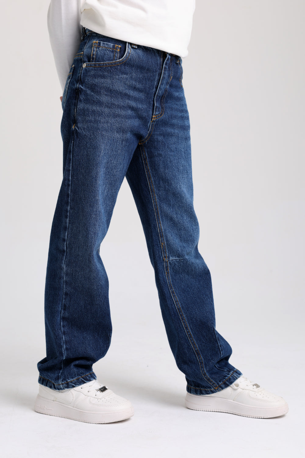 unisex dark blue denim pants