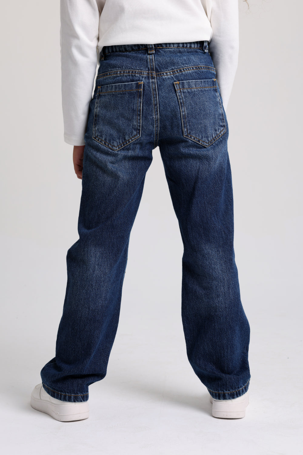 unisex dark blue denim pants