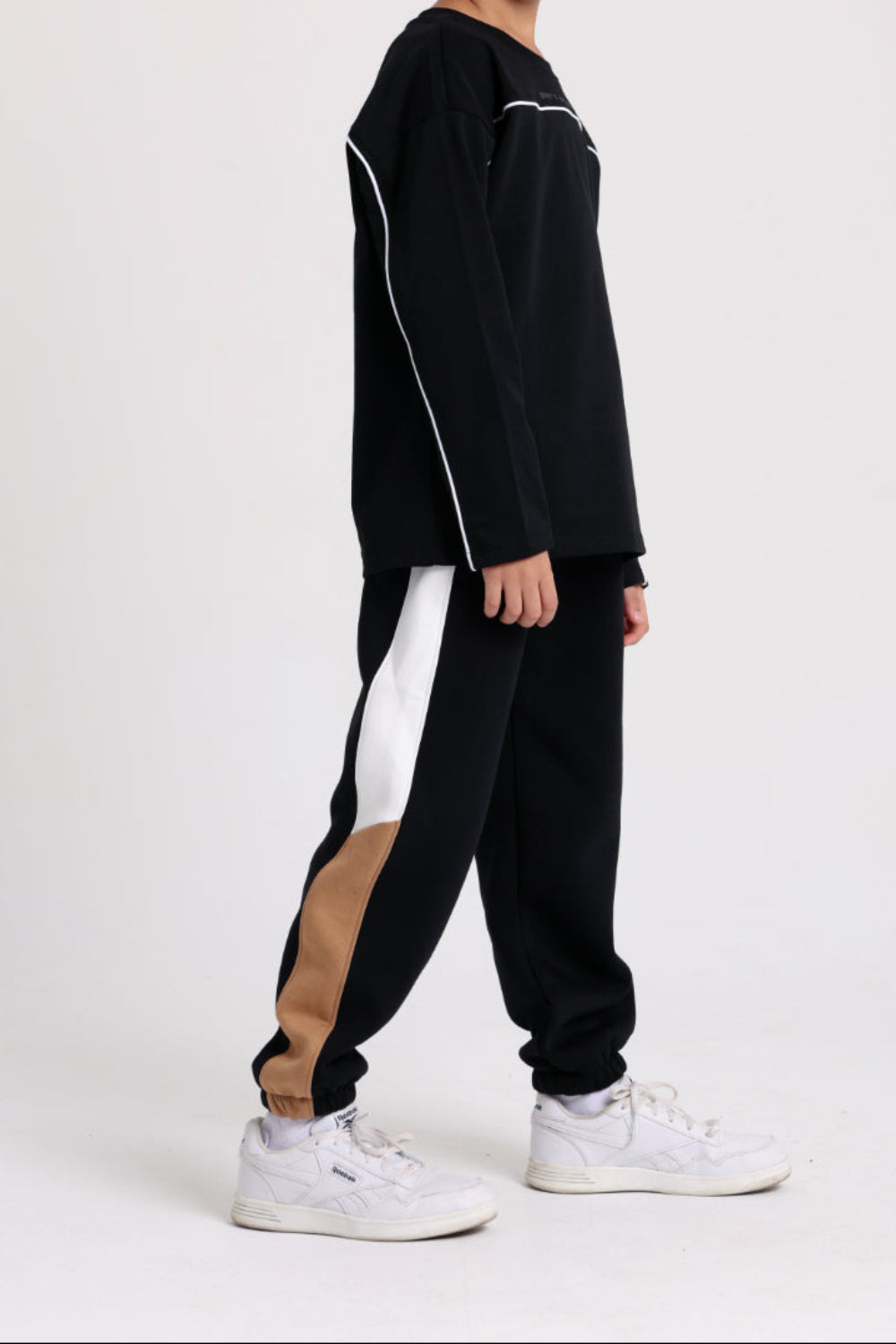 teens cotton sweat pants – black