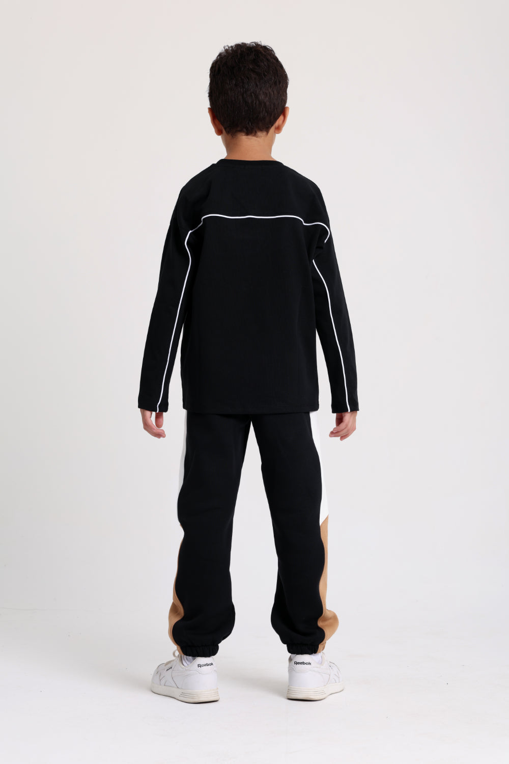 boys cotton t-shirt black with white line print