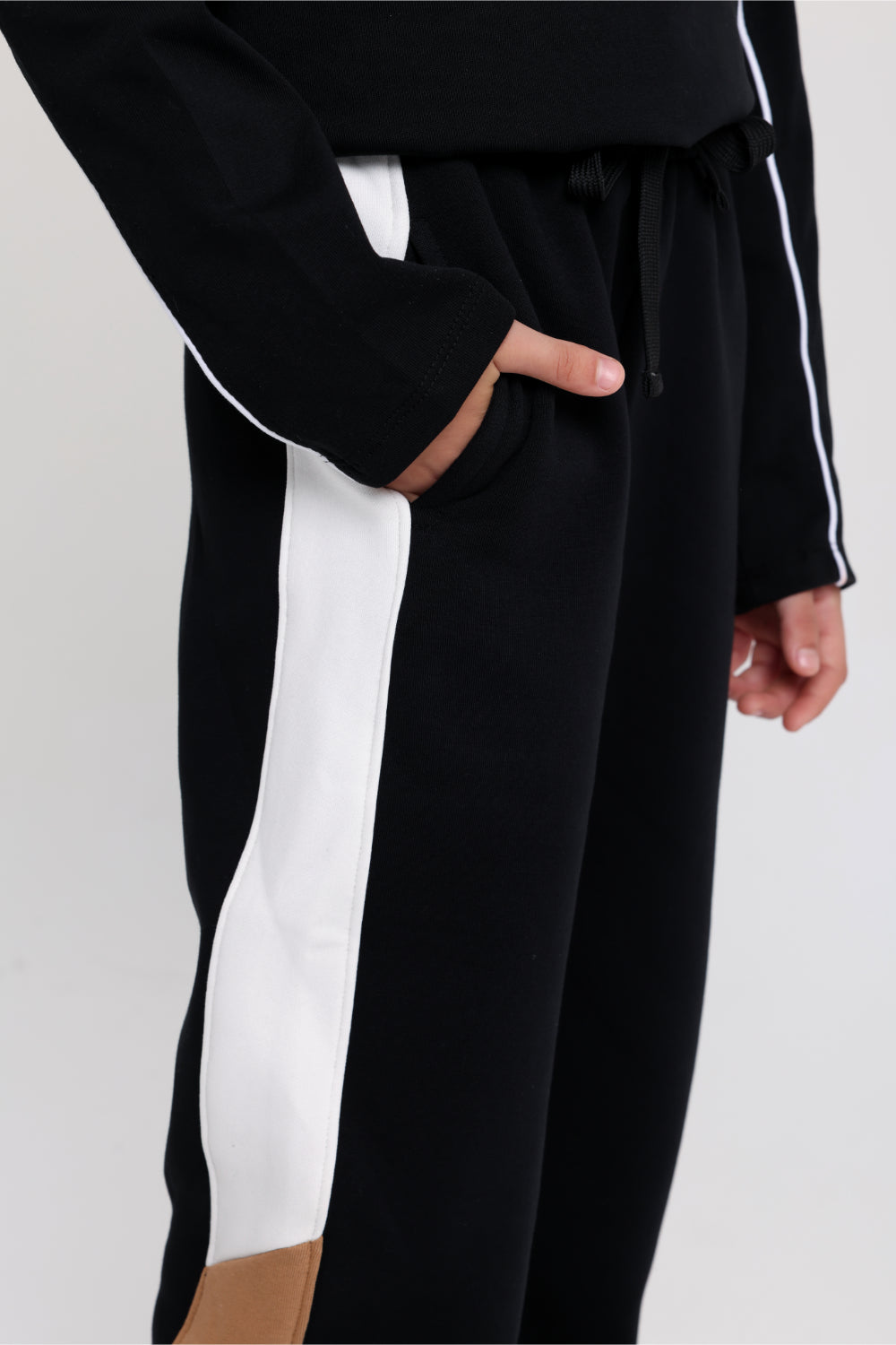 teens cotton sweat pants – black