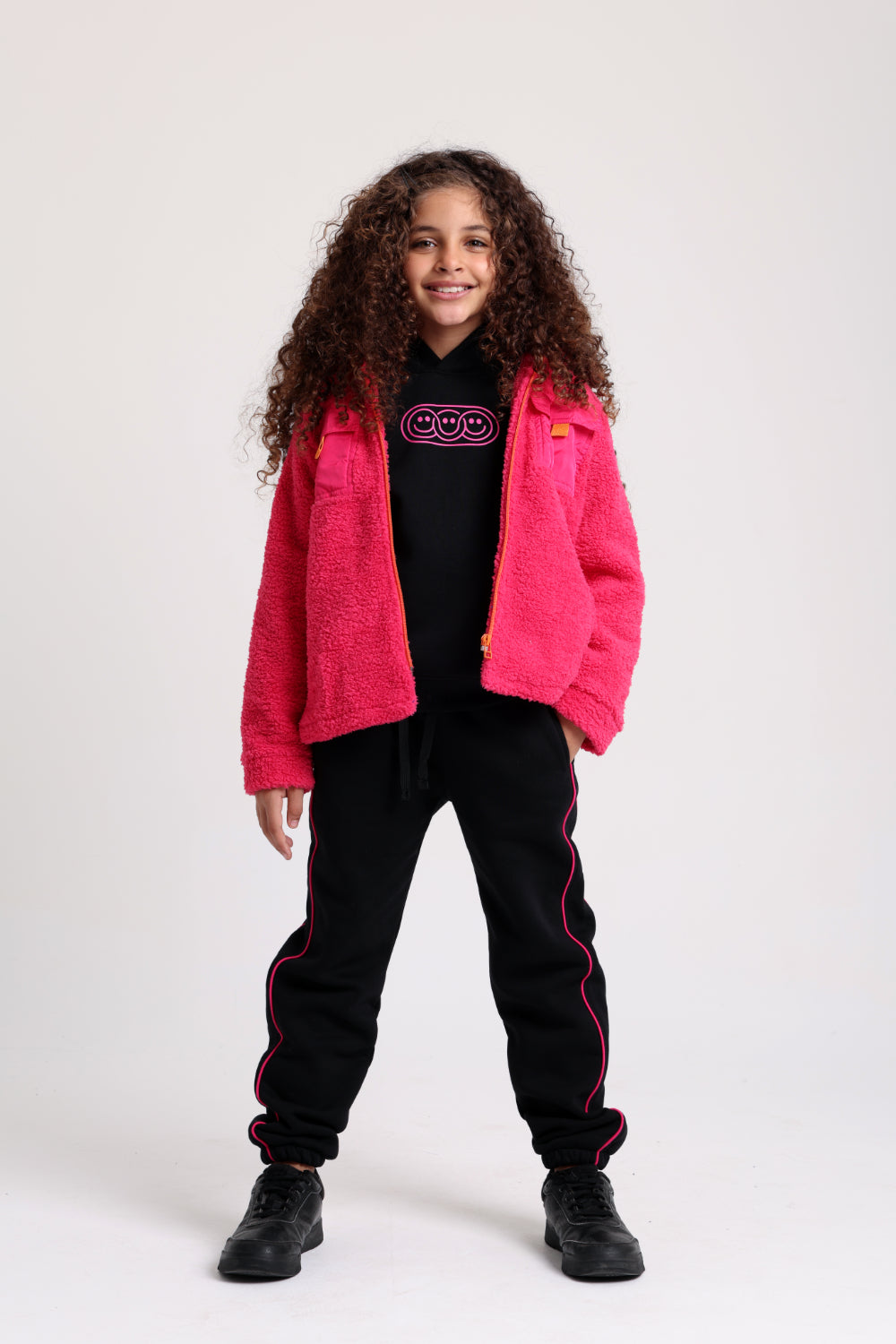 unisex fleece teddy jacket – fuchsia