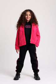 girls fleeced teddy jacket – fuchsia