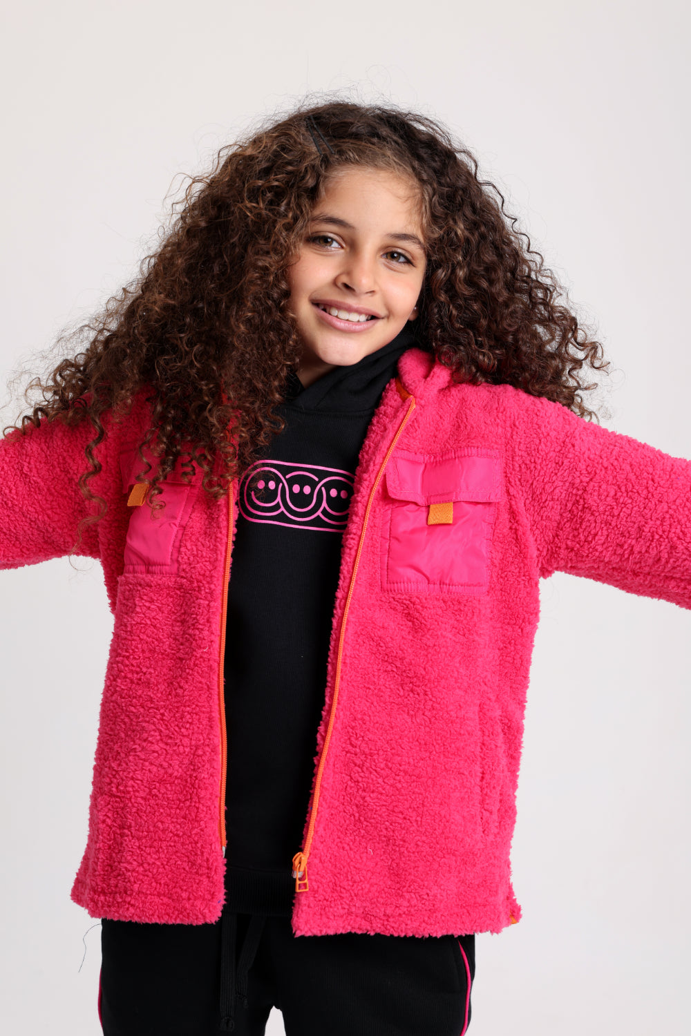 unisex fleece teddy jacket – fuchsia