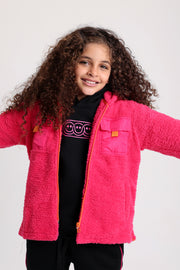 unisex fleece teddy jacket – fuchsia