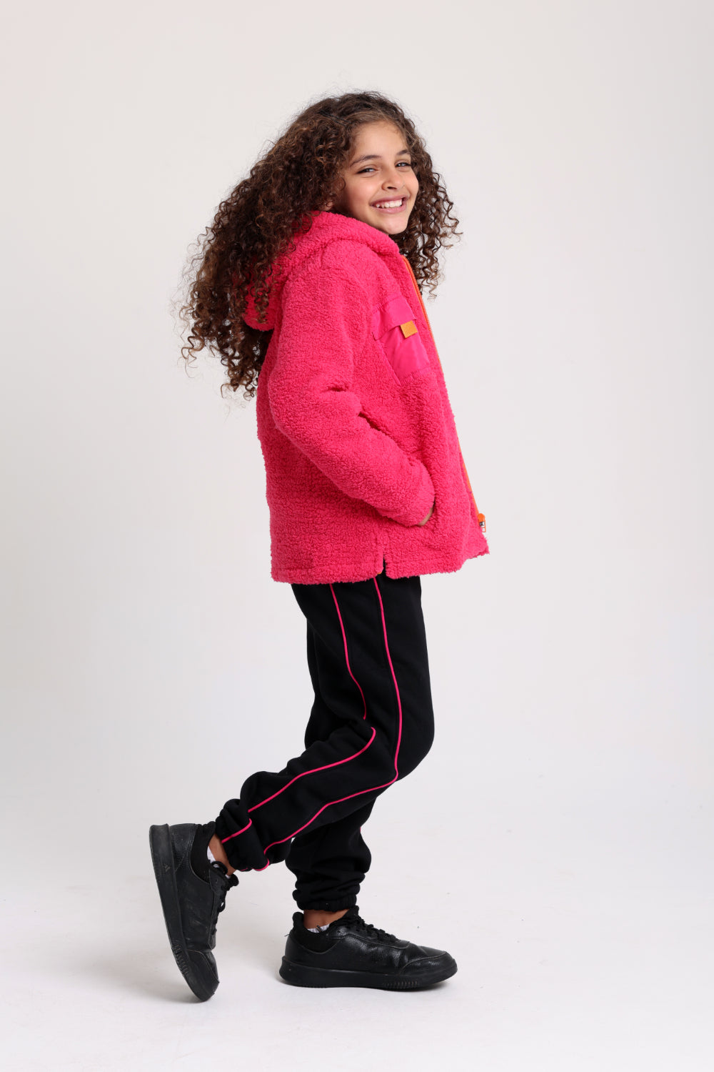 unisex fleece teddy jacket – fuchsia
