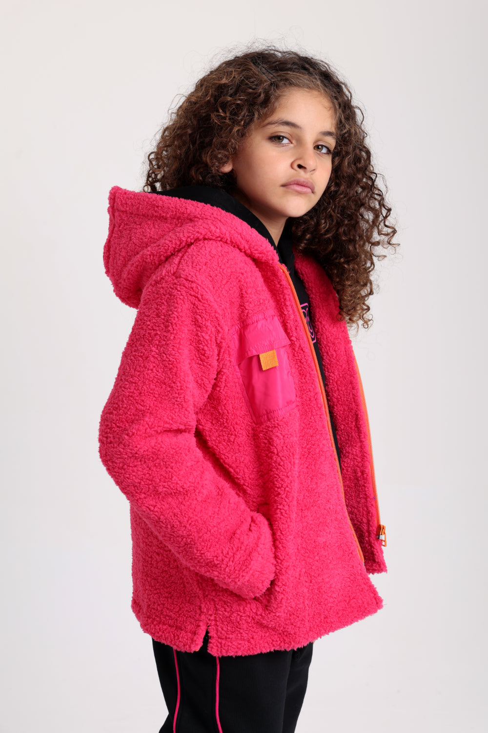 unisex fleece teddy jacket – fuchsia